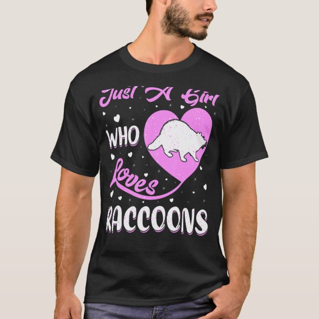 Camiseta Forma cardíaca Raccoon Un Chica que ama los mapach (Anverso)
