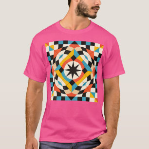 Camiseta Forma circular de ilusión óptica multicolor con es