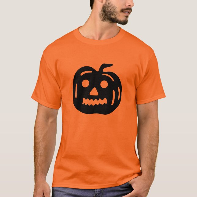 Camiseta Forma de calabaza negra Jack-O-Lantern (Anverso)