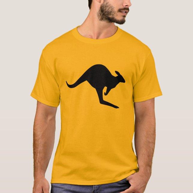 Camiseta Forma de canguro de precaución moderna negra (Anverso)