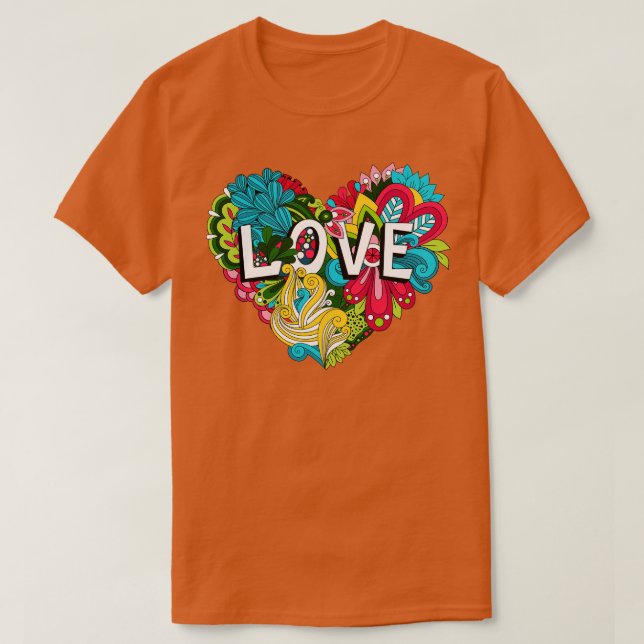 Camiseta Forma de corazón de amor Doodle (Diseño del anverso)