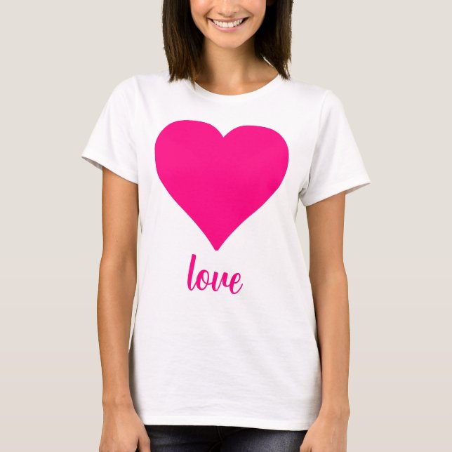 Camiseta Forma de corazón de amor rosado (Anverso)
