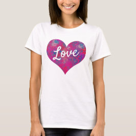 Camiseta Forma de corazón de texto de amor Cascada de color