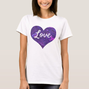 Camiseta Forma de corazón de texto de amor Mármol púrpura