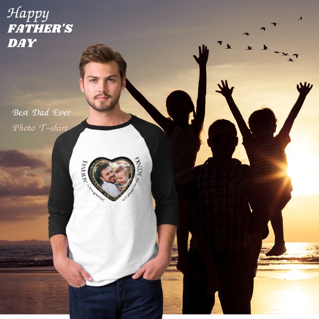 Camiseta Forma de corazón fotográfico de papi (Daddy Photo Heart Shape T-Shirt (Front Full))