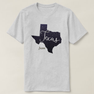 Camiseta Forma de Estado de las Estrellas Nocturnas de Texa