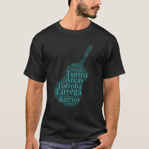 Camiseta forma de guitarra clásica para guitarrista clásico