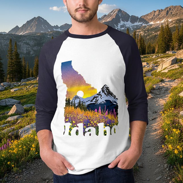 Camiseta Forma de Idaho con montaña y flores silvestres (Subido por el creador)
