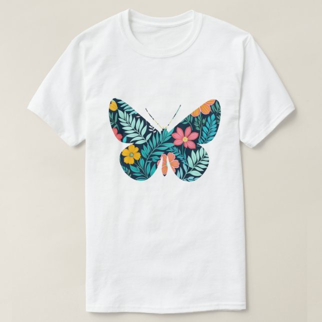 Camiseta Forma de mariposa botánica (Diseño del anverso)