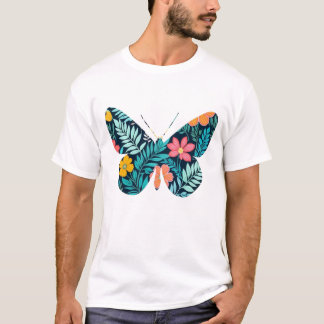 Camiseta Forma de mariposa botánica