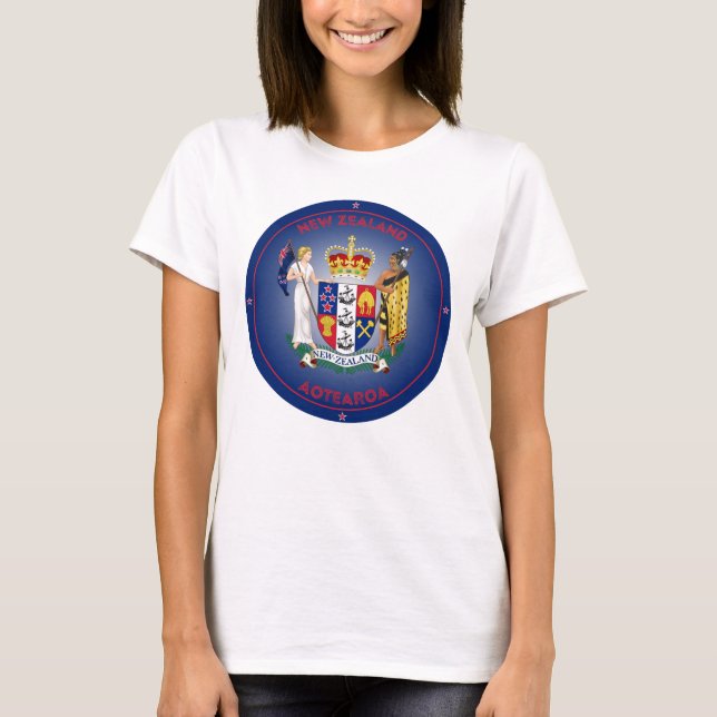 Camiseta Forma del círculo del escudo de armas de Nueva Zel (Anverso)