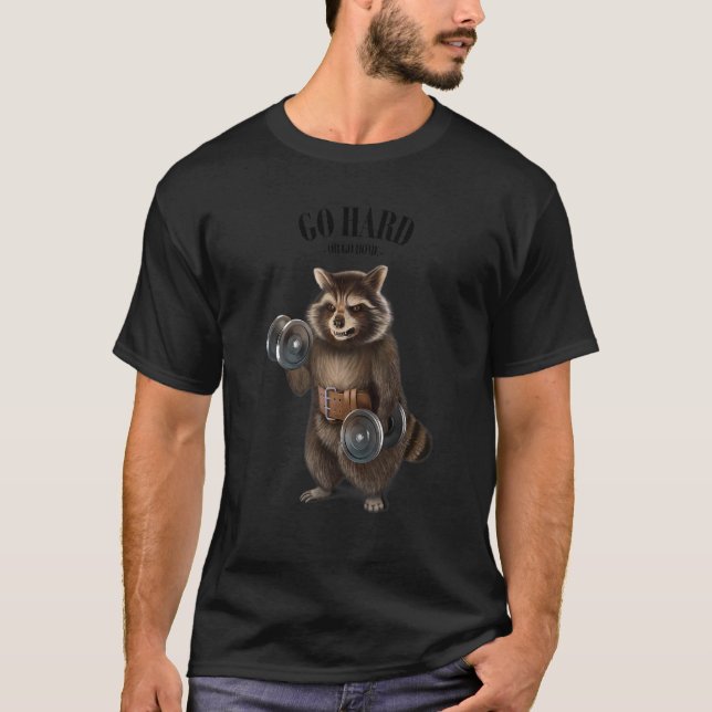 Camiseta Formación Muscular Raccoon Con Dumbbell En Fitness (Anverso)