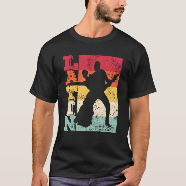 Camiseta Formación Retro de Pareja de Baile Latino Rumba Pa (Anverso)