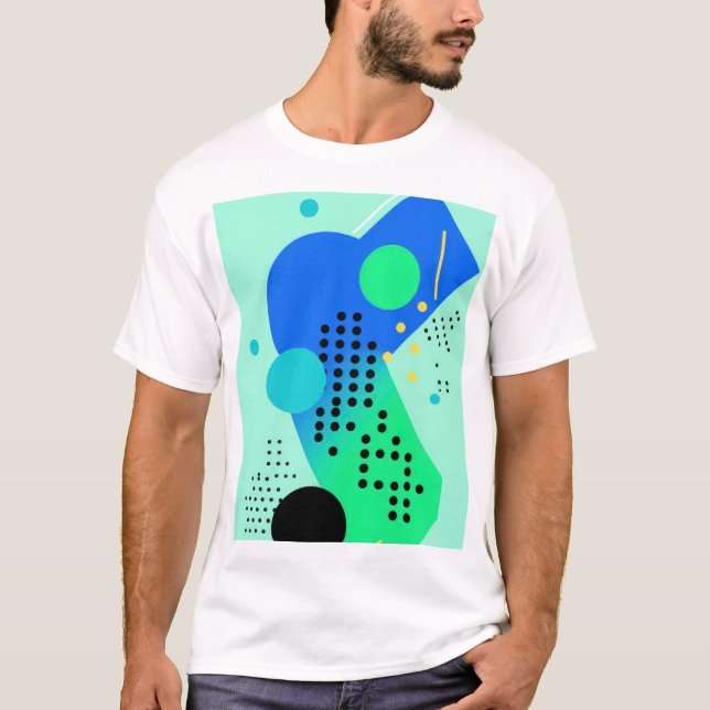 Camiseta Formas azules y verdes con puntos (Anverso)