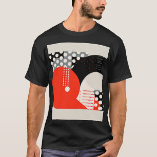 Camiseta Formas curvadas en rojo, gris y negro