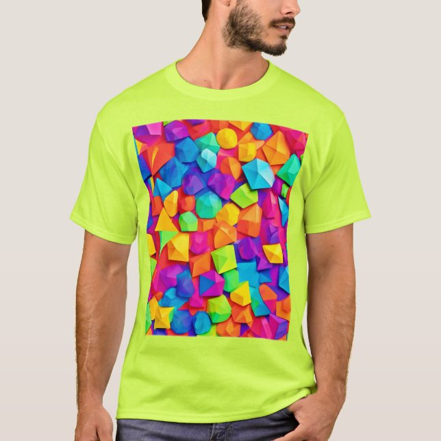 Camiseta Formas de cristal coloridas (Anverso)