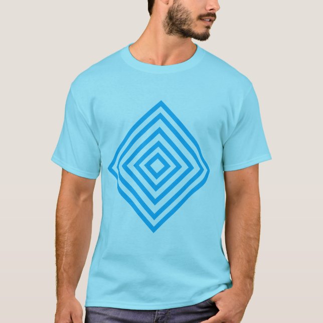 Camiseta - Formas de diamante concéntricas en aqua (Anverso)