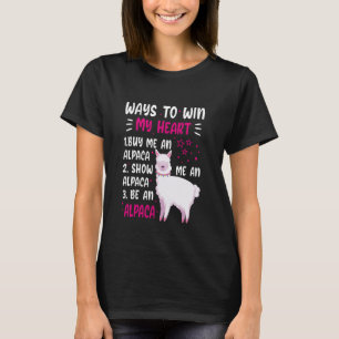 Camiseta Formas de Ganar Mi Corazón Cómprame una Alpaca