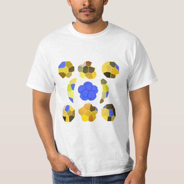 Camiseta Formas de Ilustracion azul amarillo (Anverso)