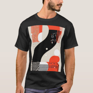 Camiseta Formas de letras con puntos en rojo y negro