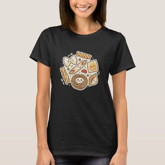 Camiseta Formas de Pasta Lindas Kawaii (Anverso)