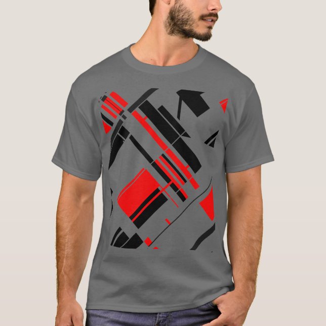Camiseta Formas diagonales rojas negras Líneas de arte insp (Anverso)