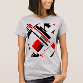 Camiseta Formas diagonales rojas negras Líneas de arte insp
