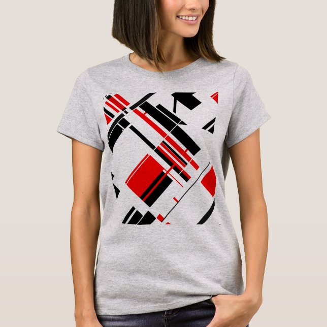 Camiseta Formas diagonales rojas negras Líneas de arte insp (Anverso)