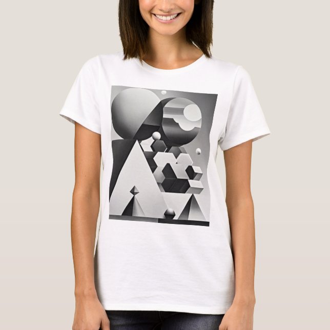Camiseta Formas geométricas de gris blanco negro (Anverso)
