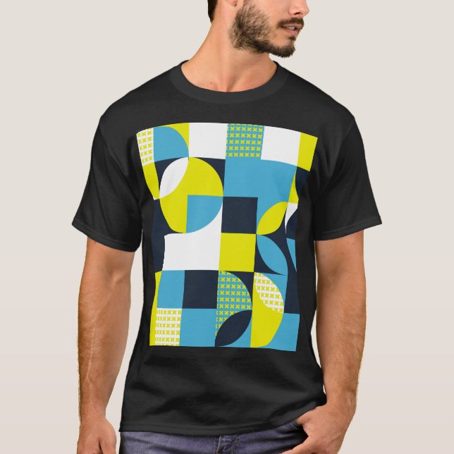 Camiseta Formas geométricas, fondo colorido abstracto. (Anverso)