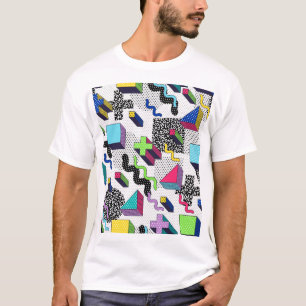 Camiseta Formas geométricas multicolor, patrón retro.