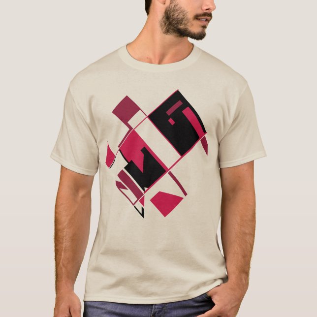 Camiseta Formas geométricas negras y rojas de Borgoña MCM L (Anverso)