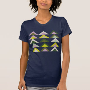 Camiseta Formas geométricas reducidas en verde limón y púrp