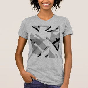 Camiseta Formas negras grises Resumen de arte inspirado en