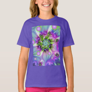 Camiseta Formas redondas en espiral coloridas arte fractal 