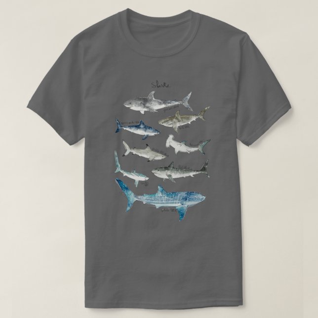 Camiseta Formato de paisaje de tiburones (Diseño del anverso)