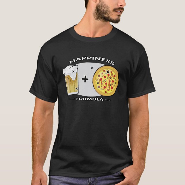 Camiseta Fórmula de la felicidad - Pizza y cerveza - Gracio (Anverso)