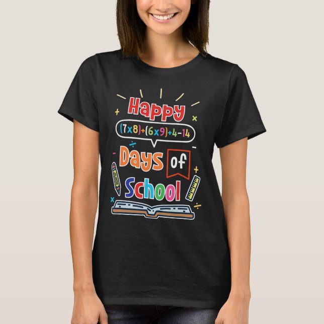 Camiseta Fórmula Matemática 100 Días De Enseñanza Feliz 100 (Anverso)
