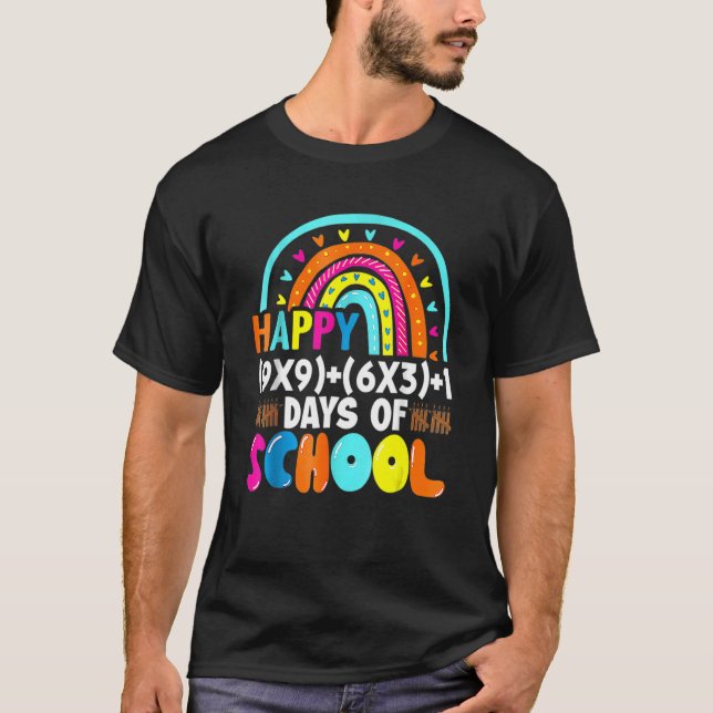 Camiseta Fórmula matemática arcoiris Feliz 100 días de clas (Anverso)