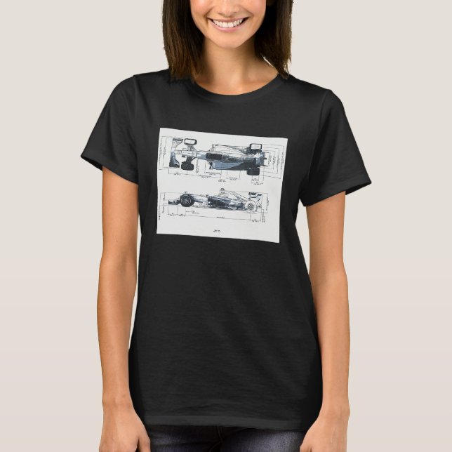 Camiseta Formula Racing Car Blueprint Mechanical Engineerin (Anverso)