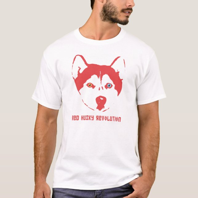 Camiseta fornida roja del blanco de la revolución (Anverso)