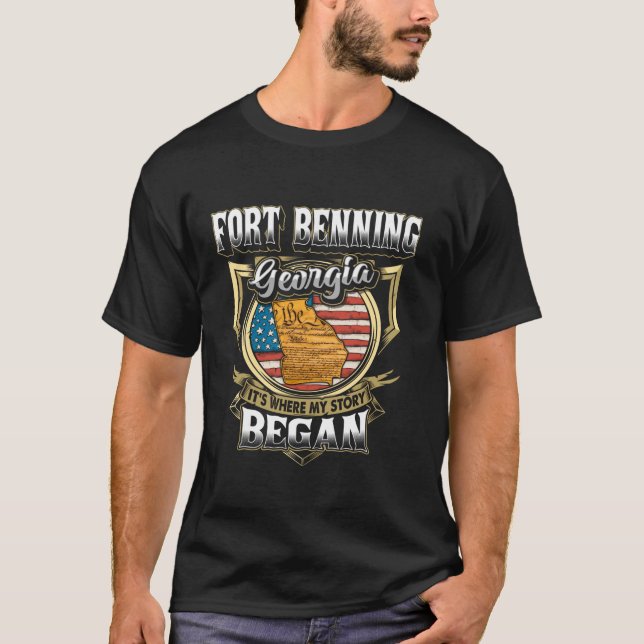 Camiseta Fort Benning Georgia Bandera Estadounidense 4 De J (Anverso)