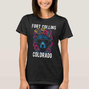 Camiseta Fort Collins Colorado USA Fun Bear con Flores De