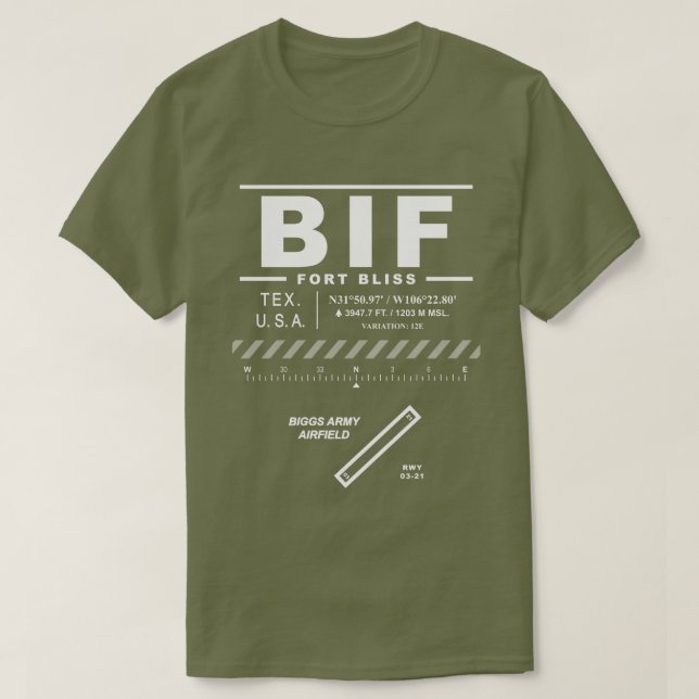 Camiseta Fort Fort Biggs Army Airfield Bliss T-Shirt (Diseño del anverso)
