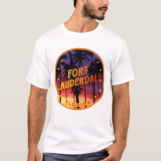 Camiseta Fort Lauderdale, Florida Sunset, Palmeras (Anverso)
