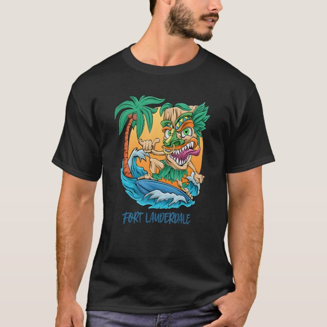Camiseta Fort Lauderdale Florida Vacaciones Surfing Tiki Ma (Anverso)