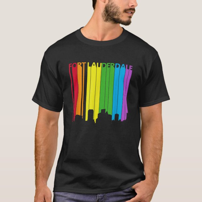 Camiseta Fort Lauderdale Skyline LGBT Pride T Shirt (Anverso)