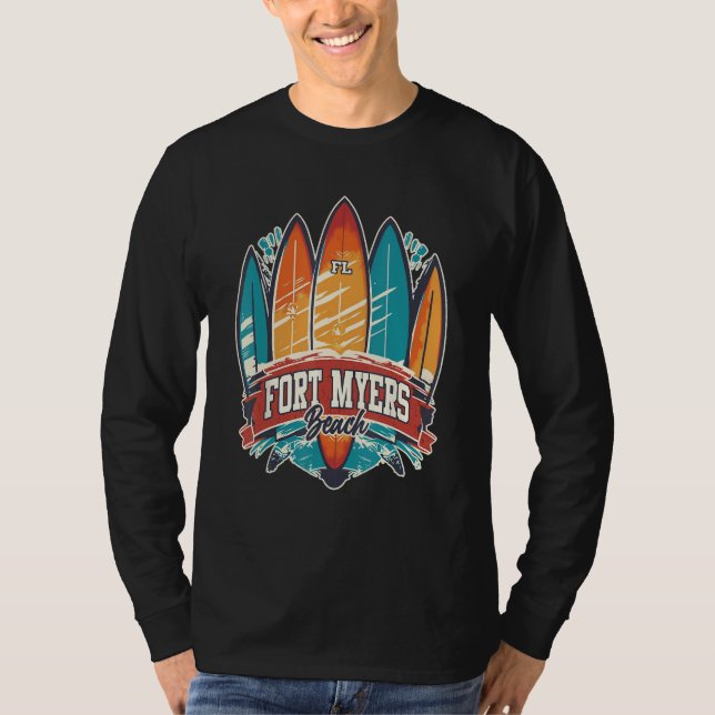 Camiseta Fort Myers Beach FL Rebel Surf Edgy Surfboard Desi (Anverso)