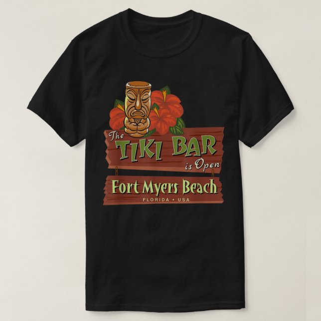 Camiseta Fort Myers Beach Florida Tiki Bar Design (Diseño del anverso)