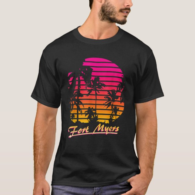 Camiseta Fort Myers Guay 80 Palm Trees Summer Sunset (Anverso)